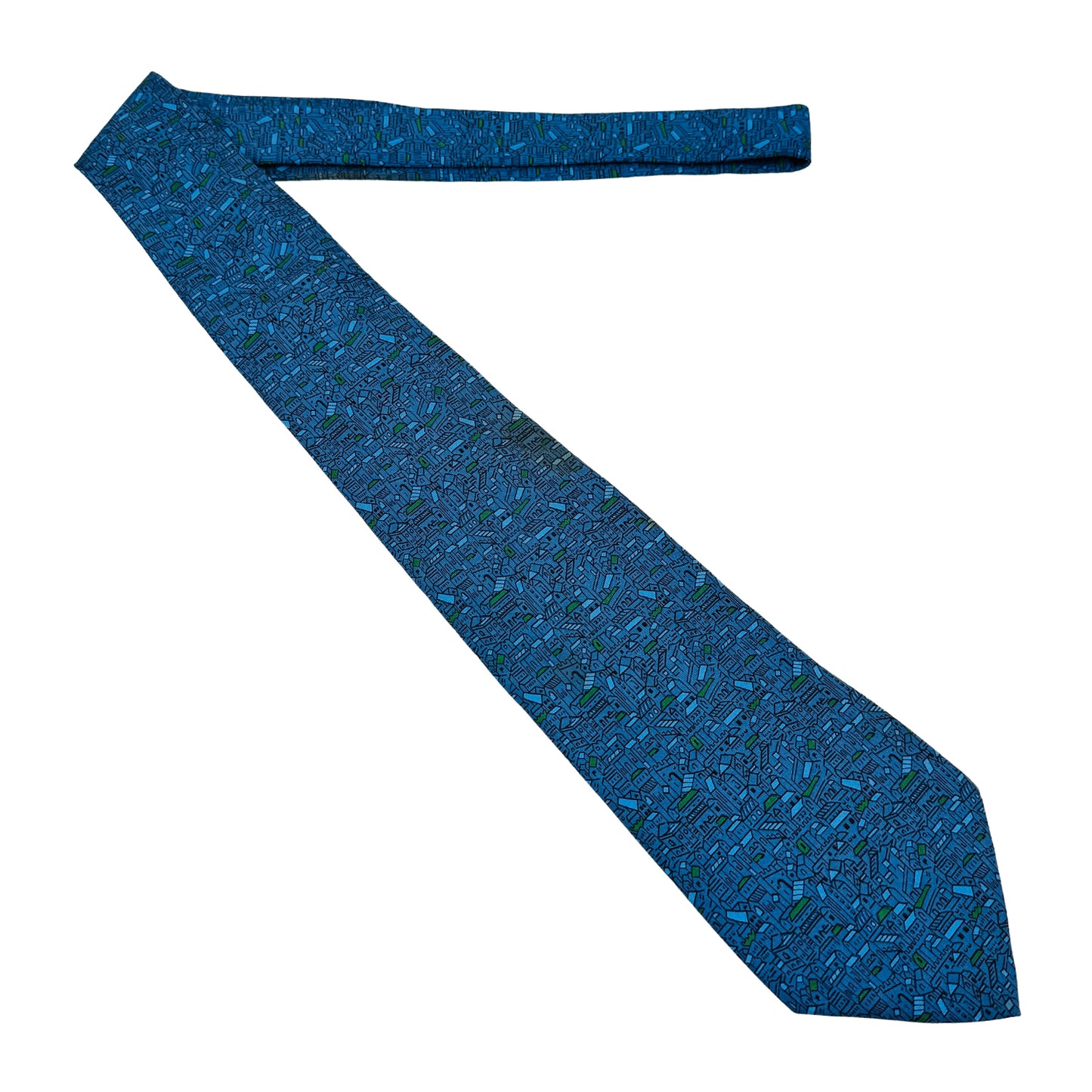 Salvatore Ferragamo Blue 'Intricate Abstract Pattern' Tie (Size Regular)