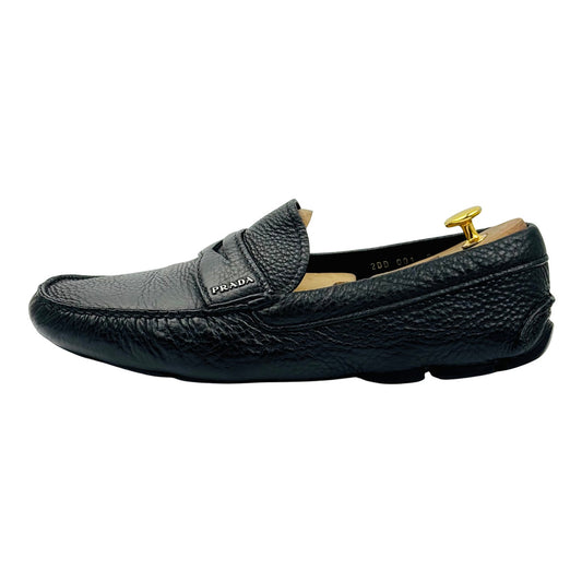 Prada Men's Black Pebbled Leather Loafer (Size 42.5/43) - 2DD001