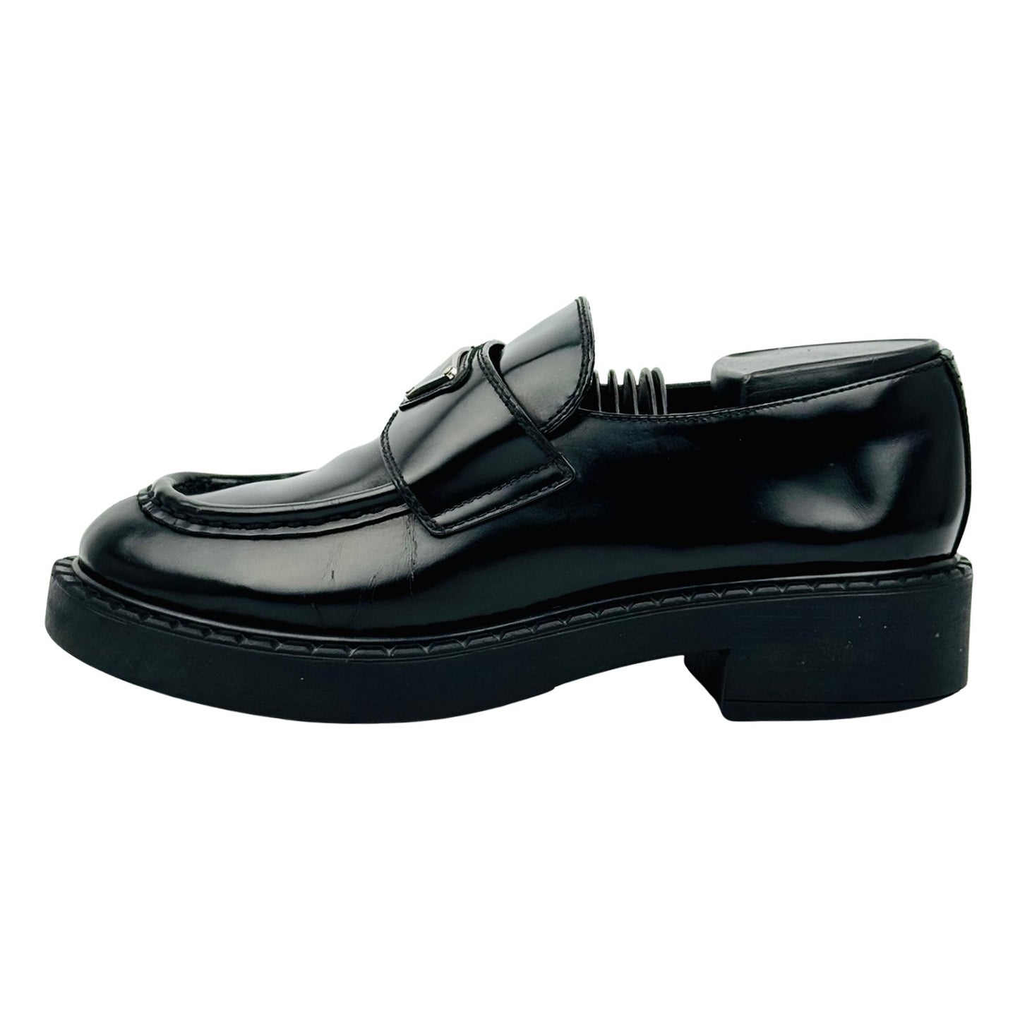 Prada Brushed Leather Black Loafers (Size 38/38.5)
