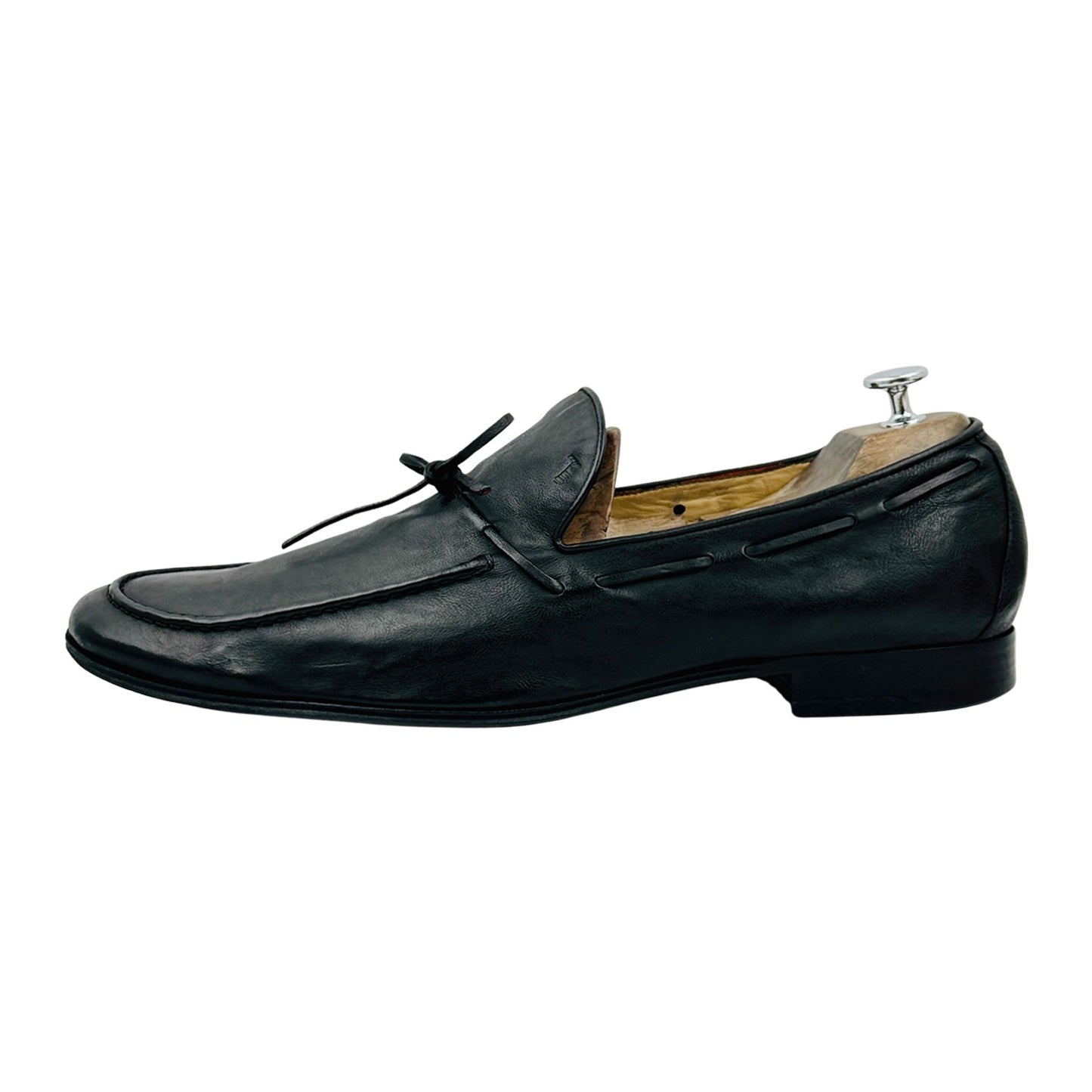 Tod's Men's Black Leather Tie Loafers (Size 45)