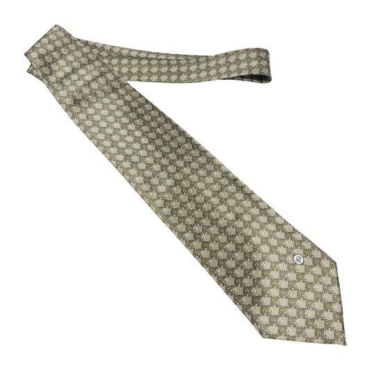 Versace Beige 'Black Geometric Pattern' Tie (Size Regular)