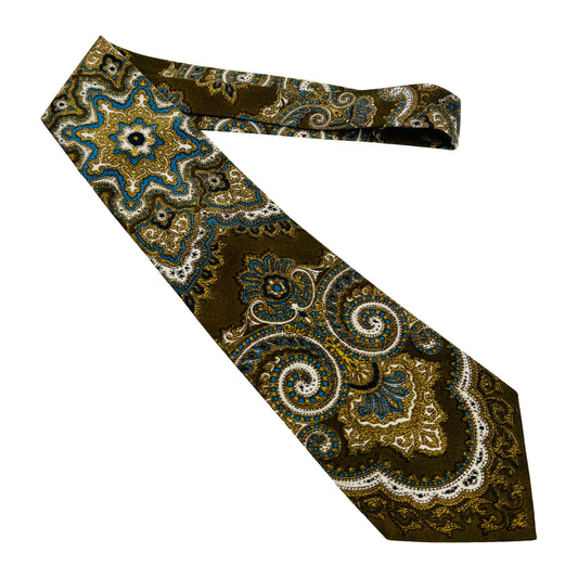Pierre Cardin Dark Olive 'Paisley Pattern' Tie (Size Regular)