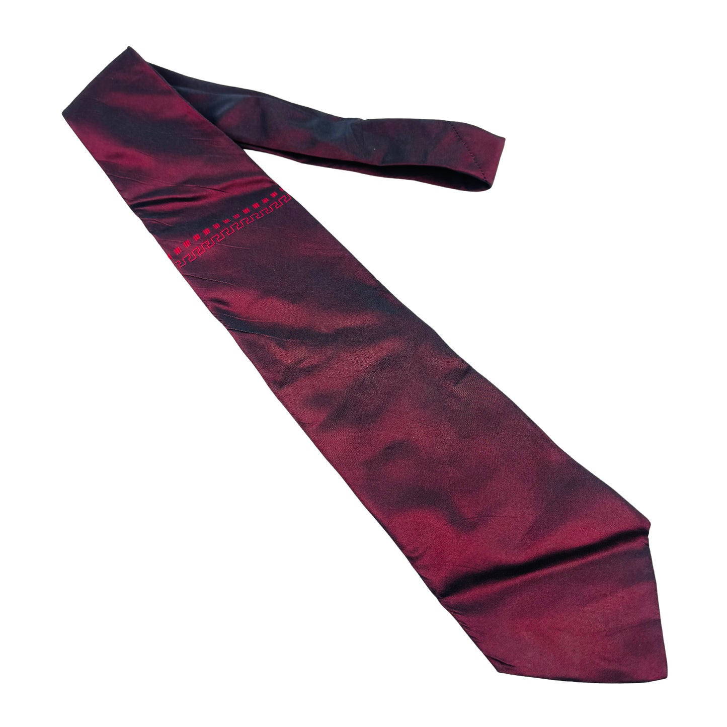 Versace Burgundy 'Black Shaded Pattern' Tie (Size Regular)