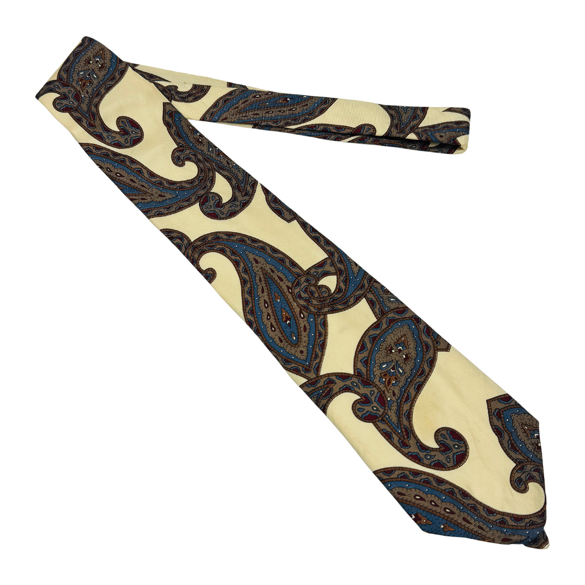 Christian Dior Pale Yellow 'Paisley Pattern' Tie (Size Regular)