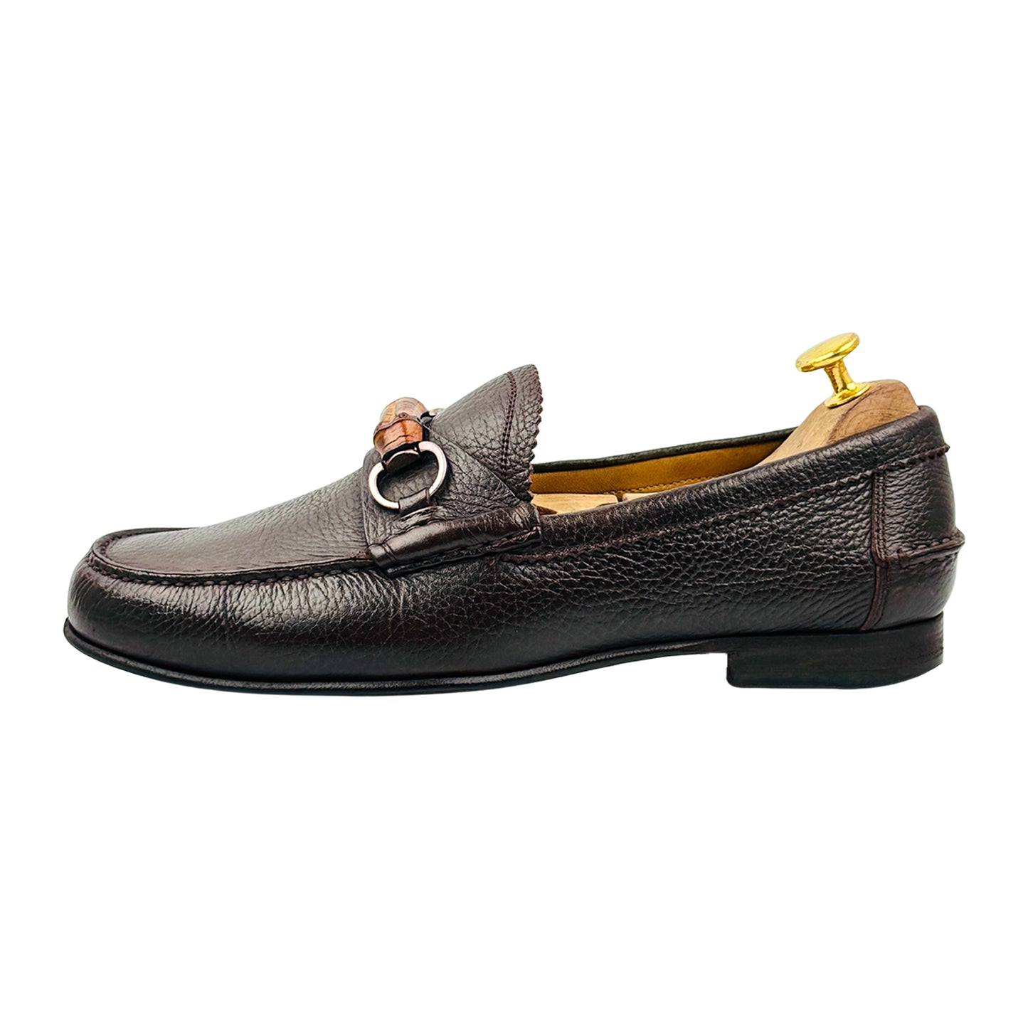 Gucci Men's Bamboo Leather Horsebit Loafers (Size 42.5)