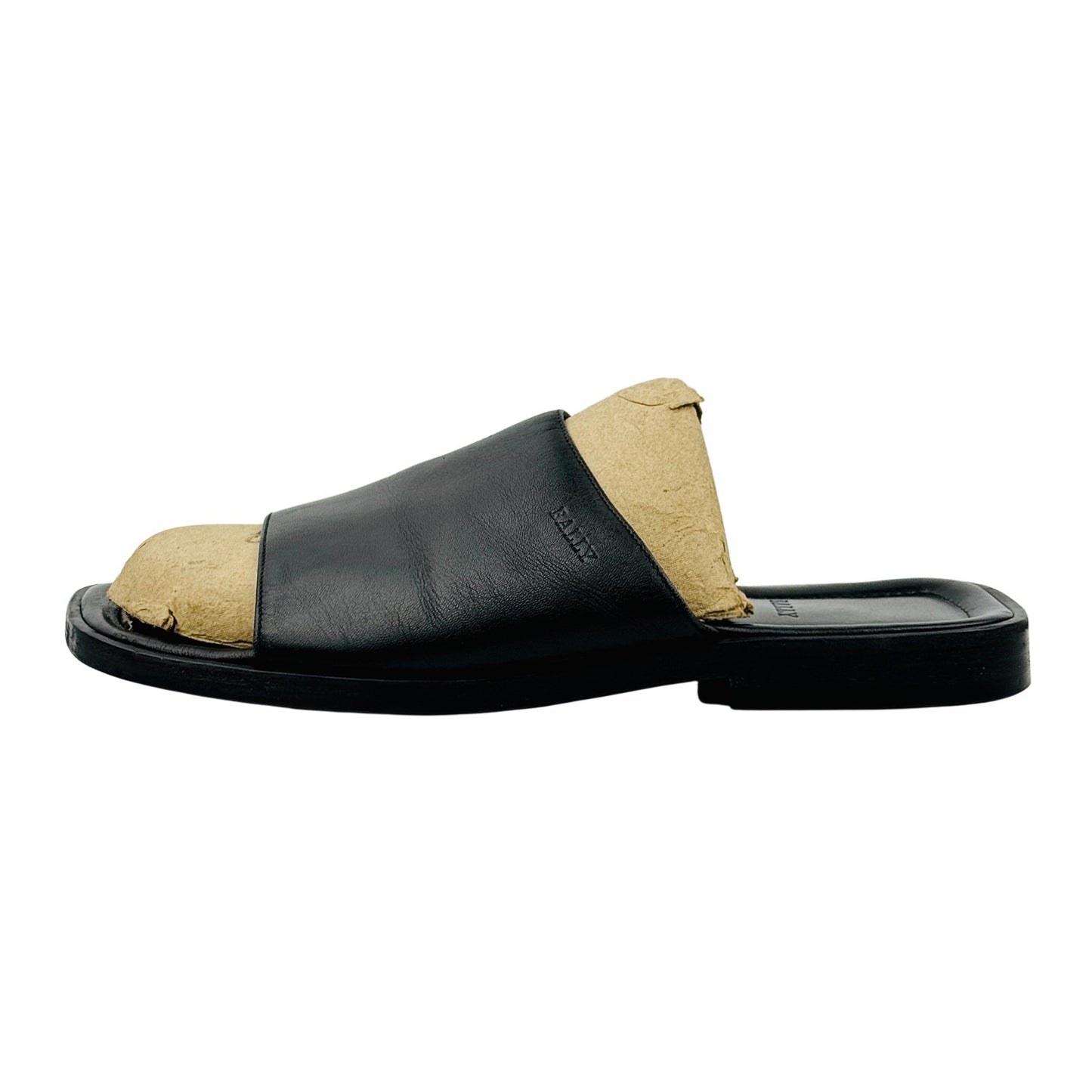 Bally Men's Black Leather Sandal Slides (Size 41/41.5)