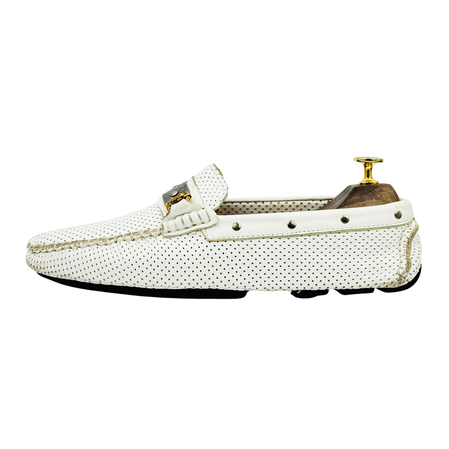 Dolce & Gabbana Men's White Perforated Leather Loafers (Size 41/41.5)