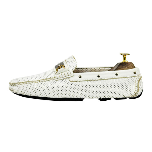 Dolce & Gabbana Men's White Perforated Leather Loafers (Size 41/41.5)