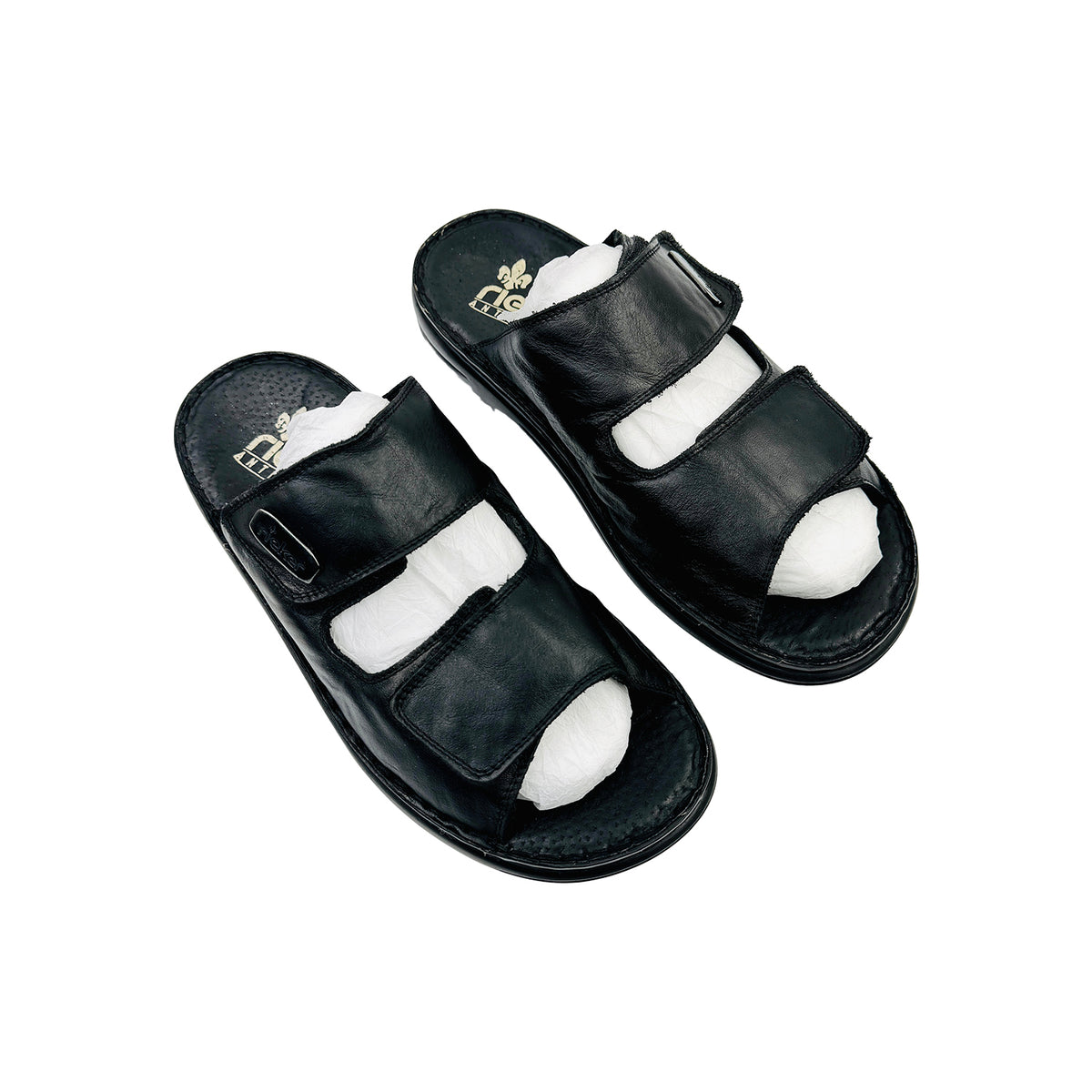 Rieker Men's Black Leather Sandal Slippers (Size 42) - 25590-00