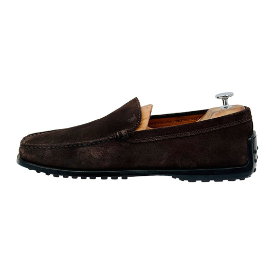 Tods Men's Suede Dark Brown Loafers (Size 44/44.5)