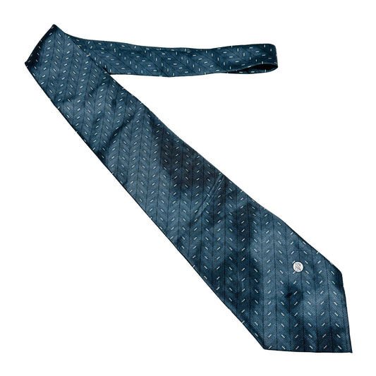 Versace Teal Blue 'Geometric Dash Pattern' Tie (Size Regular)