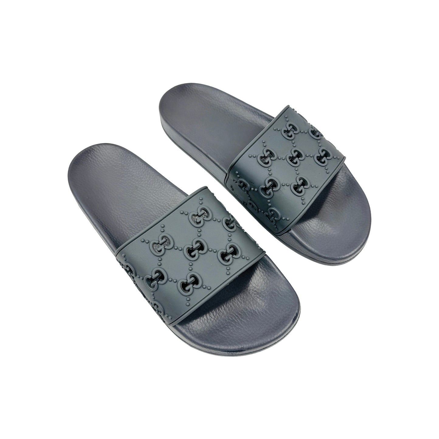 Gucci Men's Grey Rubber GG Slides (Size 43/44)