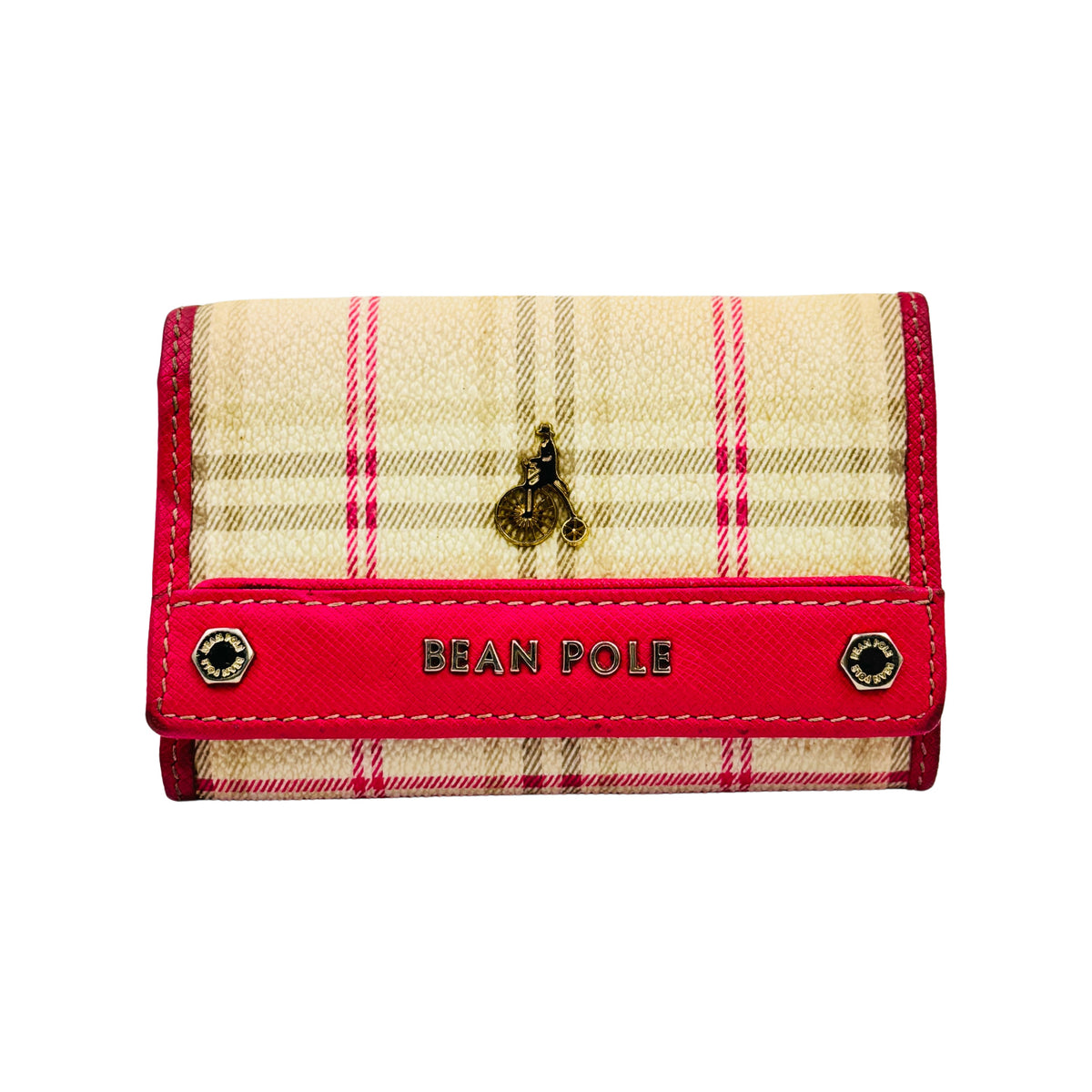 Bean Pole Hot Pink Checkered Key Holder Wallet
