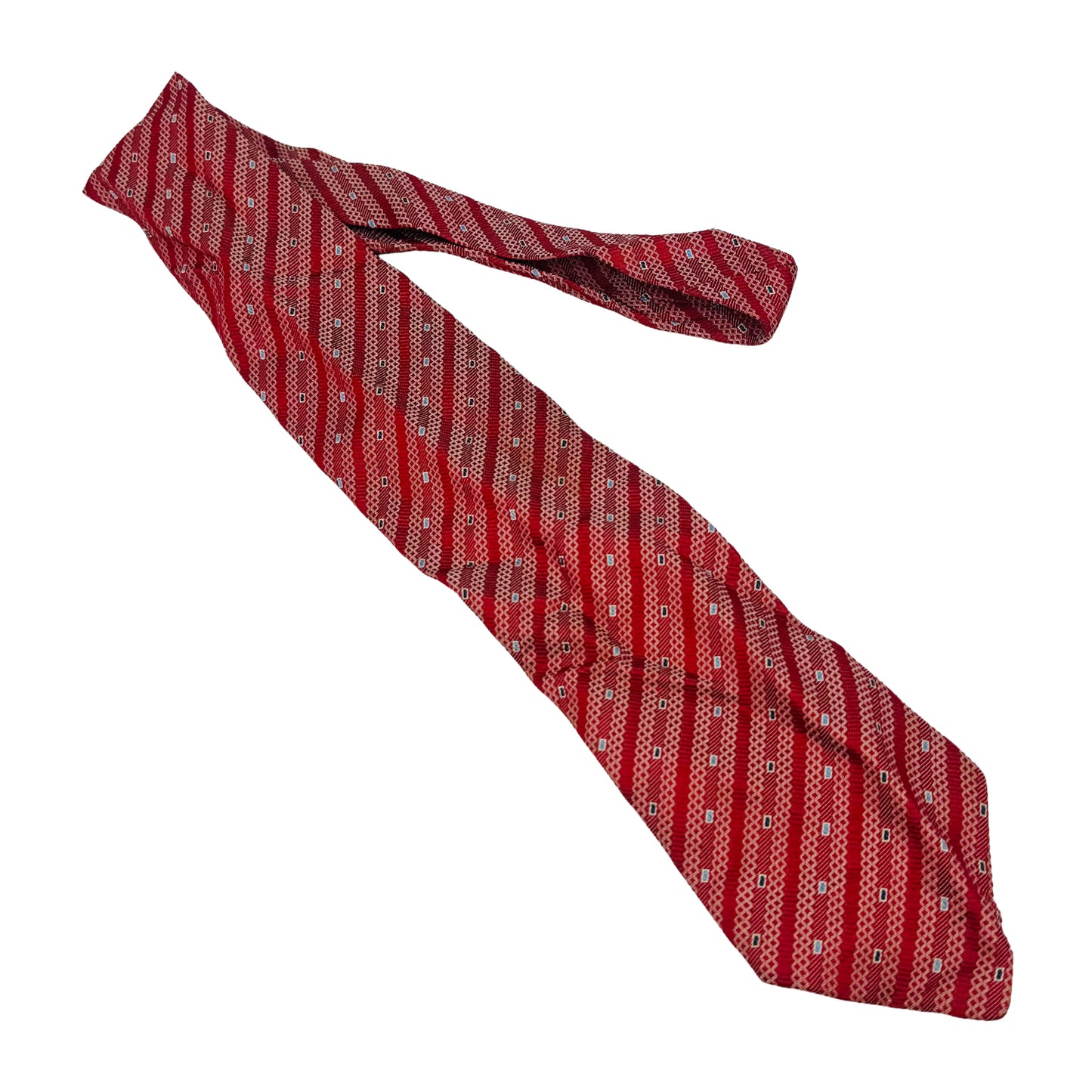 Giorgio Redaelli Red 'White Dot Stripe Patterm' Silk Tie (Size Regular)