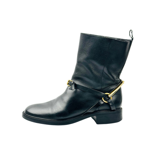 Gucci Tess Black Leather Ankle Boots (Size 41/41.5) - 353792