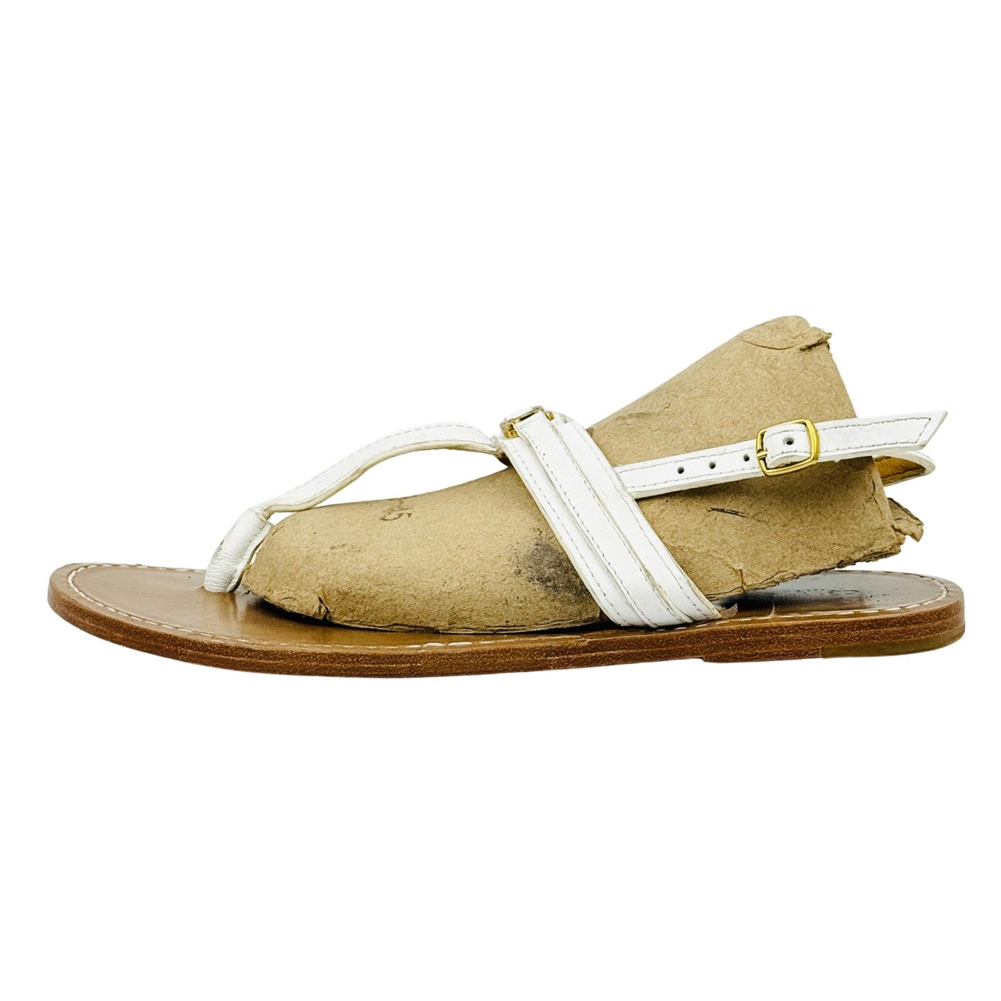 Celine 'Brown White' Leather Sandals (Size 40)