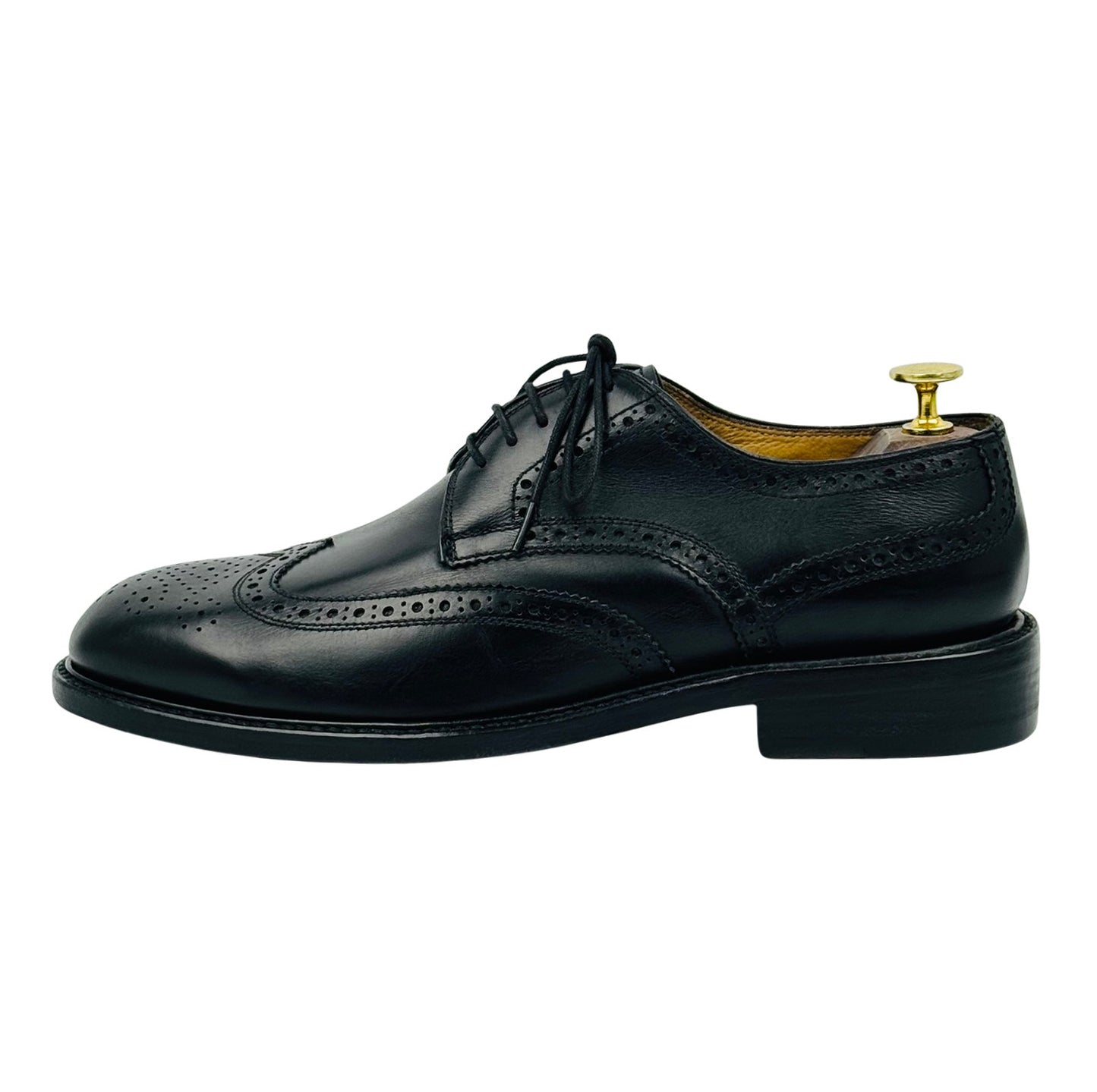 Leonardo Men's Black Leather Brogue Shoes (Size 42)