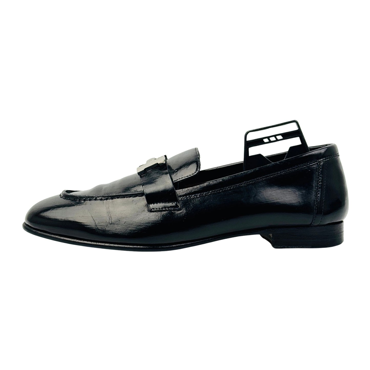 Hermès Women's Black Leather Loafers (Size 36/36.5)
