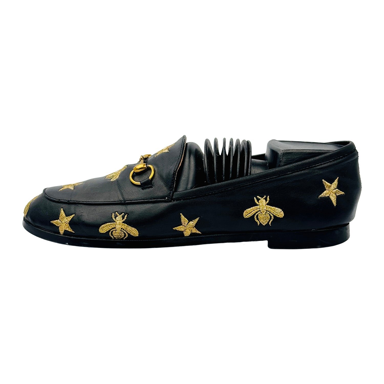 Image of Gucci Embroidered Star Bee Jordaan Loafers (Size 36/36.5)