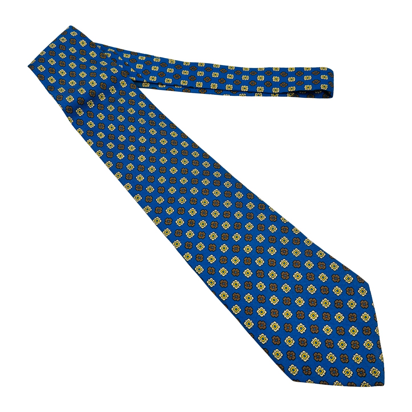 Drake’s Blue 'Floral Pattern' Silk Tie (Size Regular)
