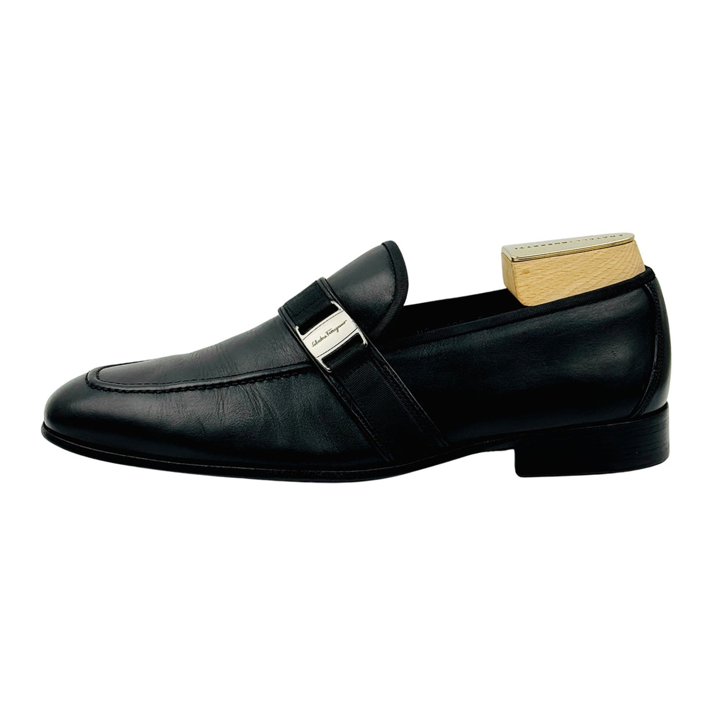 Salvatore Ferragamo Black Strap Loafers (Size 44)