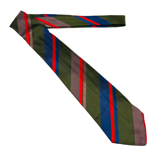 Balenciaga Olive Green 'Diagonal Stripes' Tie (Size Regular)