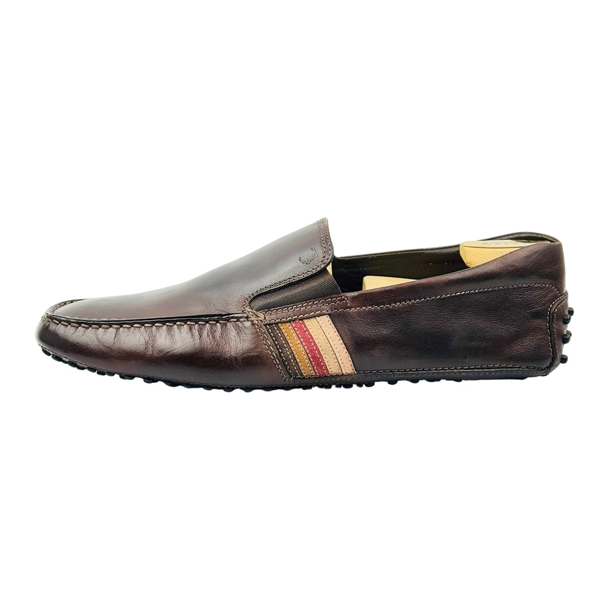 Tods Men's Dark Brown Side Stripe Leather Loafers (Size 45/45.5)
