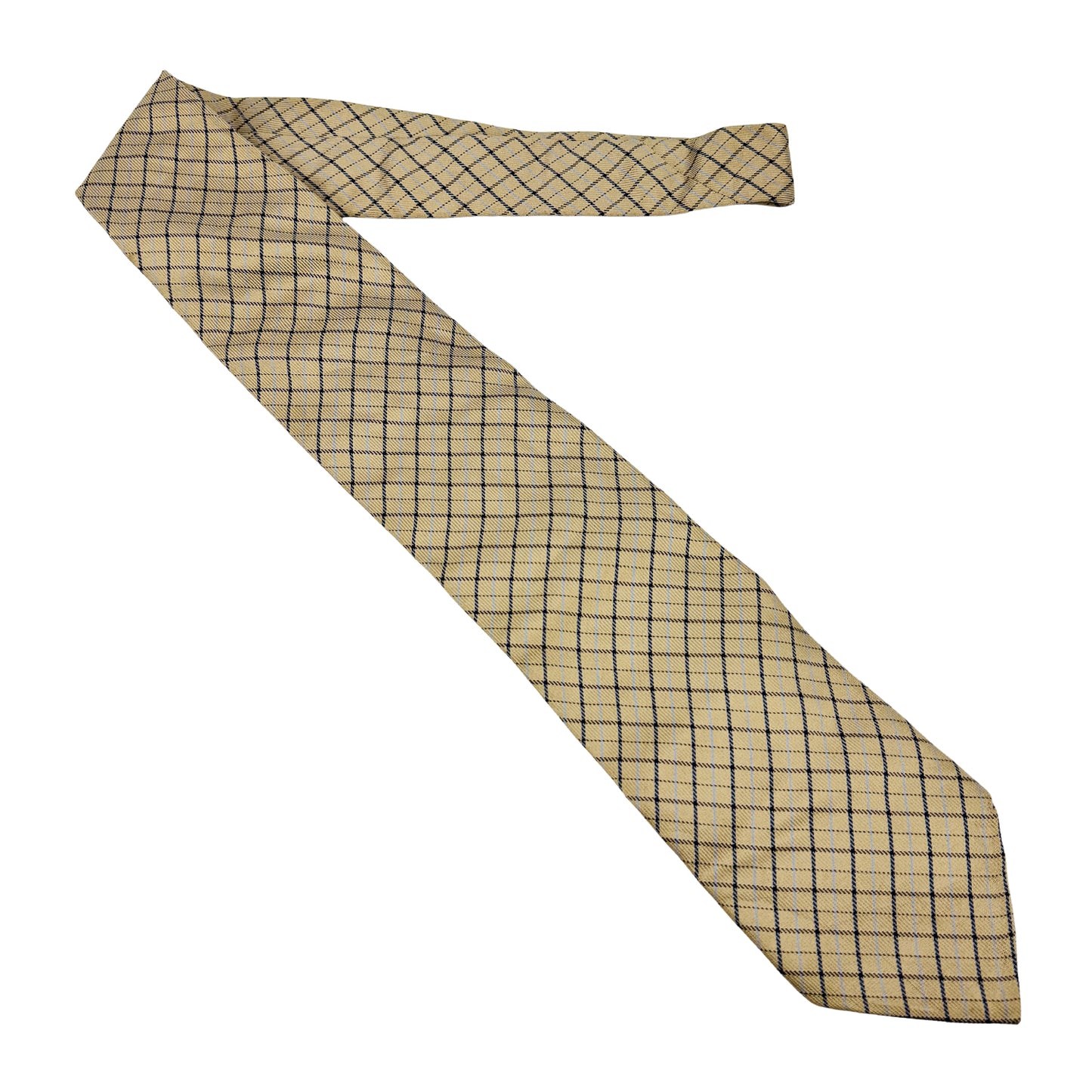 Burberry Beige 'Grid Pattern' Silk Tie (Size Regular)