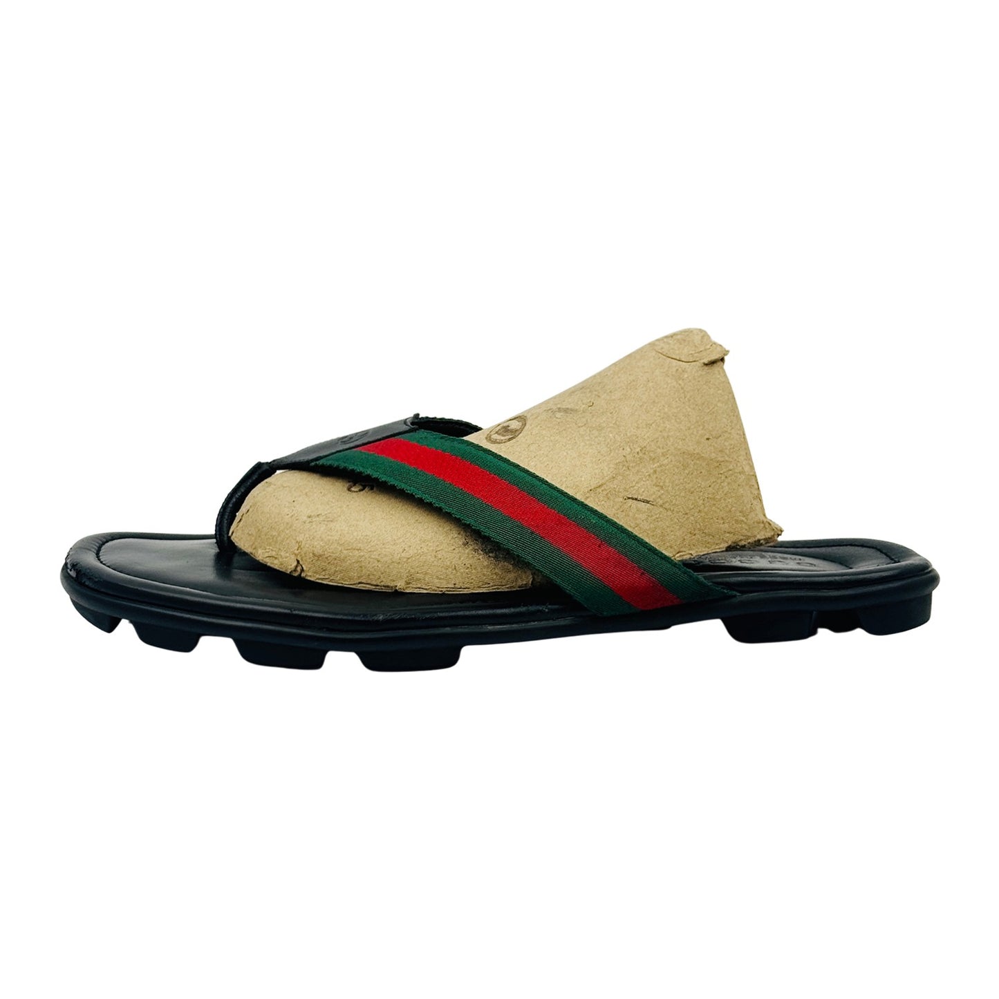 Gucci Men's Black Leather Thong Sandal Slides (Size 44) - 429362