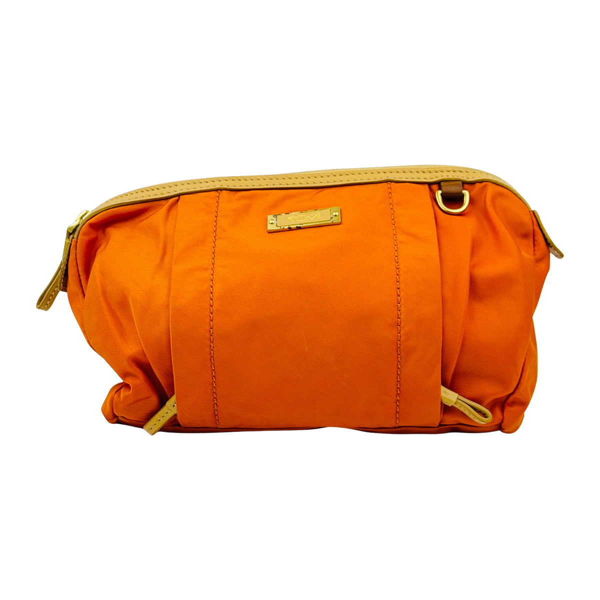 TUMI Bright Orange Nylon Cosmetic Pouch