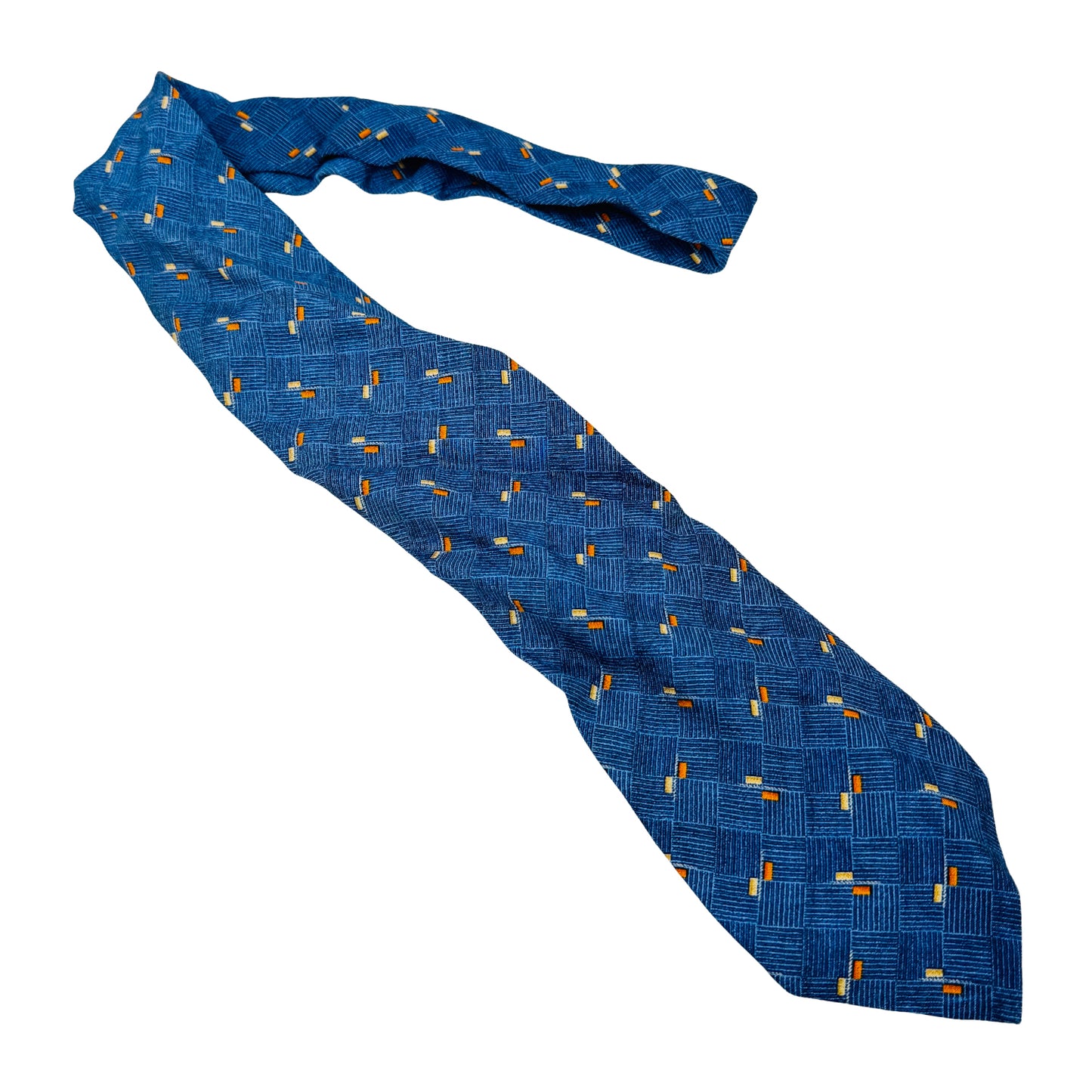 Valentino Blue 'Geometric Woven Pattern' Silk Tie (Size Regular)