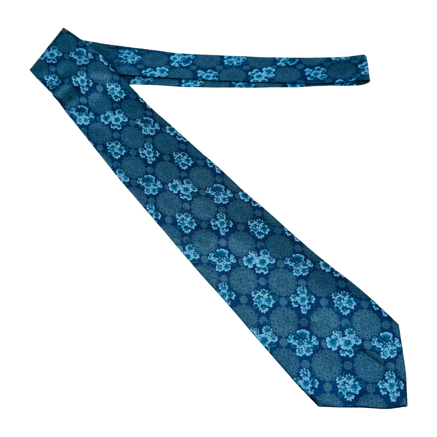 Yves Saint Laurent Navy Blue 'Floral Pattern' Tie (Size Regular)