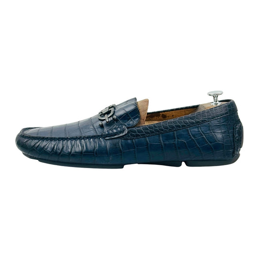 Donald J Pliner Crocodile Leather Navy Loafers (Size 46)