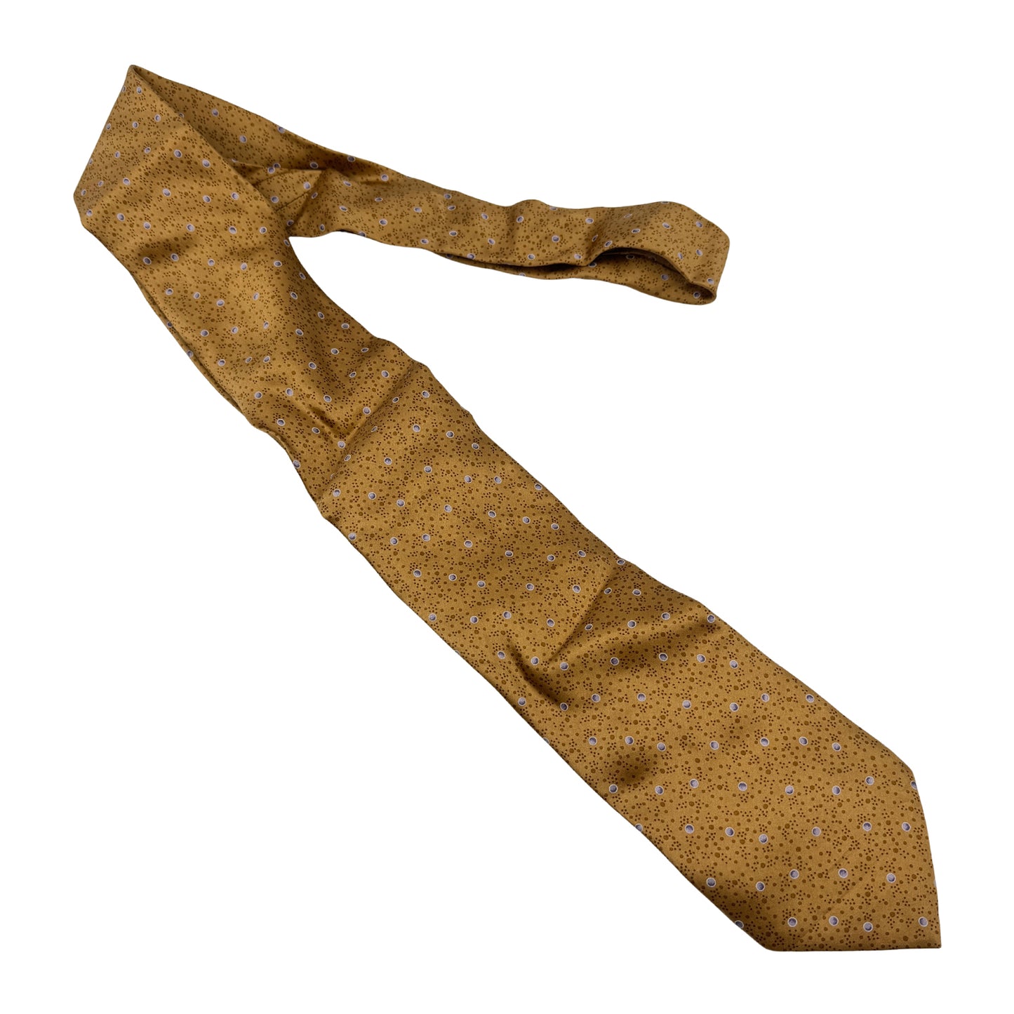Lanvin Golden Brown 'Dotted Pattern' Silk Tie (Size Regular)