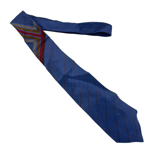 Lanvin Deep Blue 'Diagonal Pinstripes' Silk Tie (Size Regular)