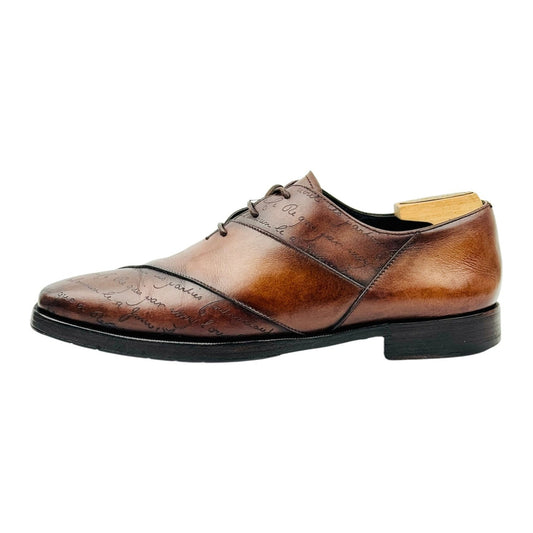 Berluti Alessandro Scritto Brown Leather Oxfords (Size 41)