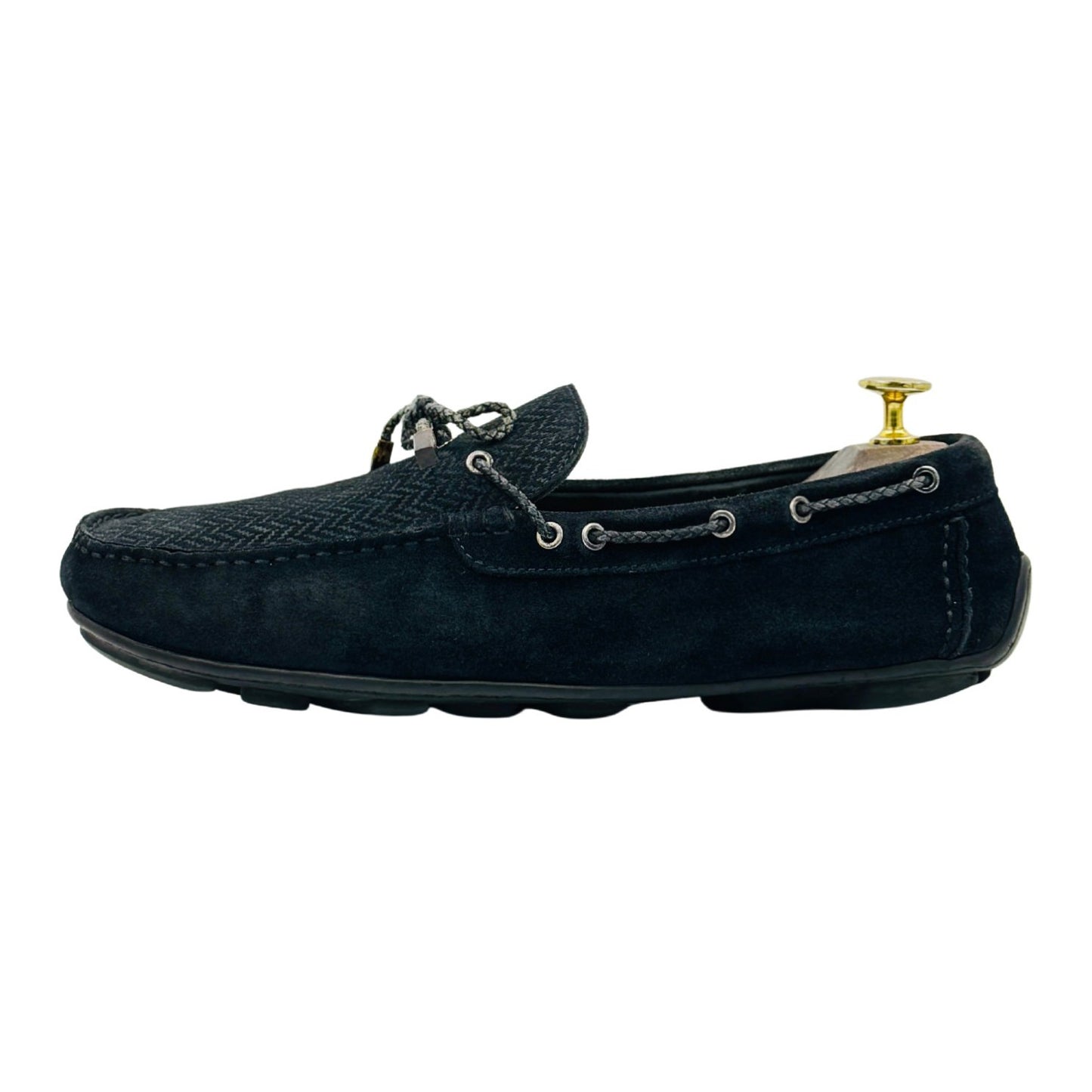 Ermenegildo Zegna Navy Blue Suede Loafers (Size 42)