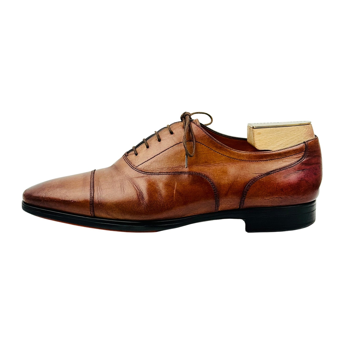 Santoni Men's Brown Leather Cap-Toe Oxfords (Size 44/44.5)
