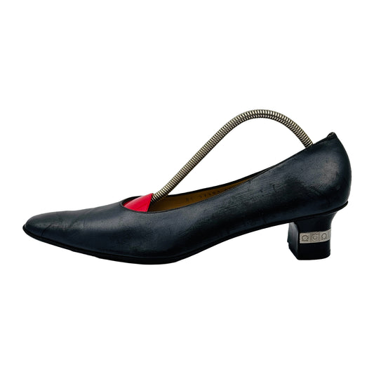 Salvatore Ferragamo Black Leather Heels (Size 38/38.5)