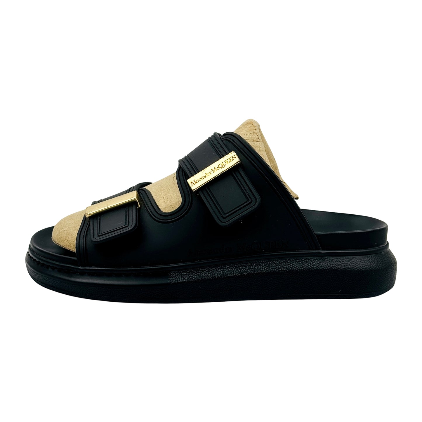 Alexander McQueen Hybrid Buckled Black Slides (Size 40)