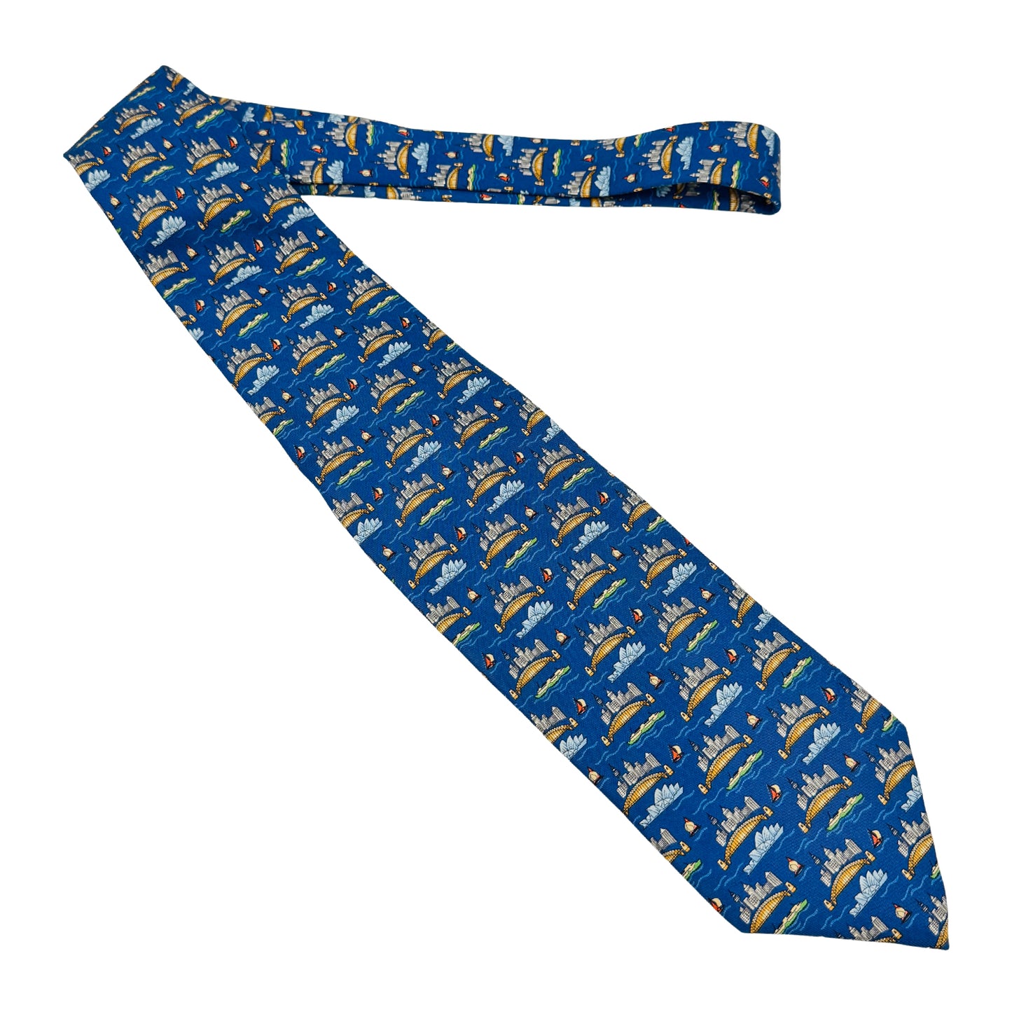 Salvatore Ferragamo Blue 'Graphic Pattern' Tie (Size Regular)