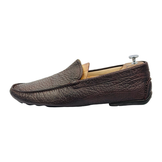 Emporio Armani Men's Grain Leather Brown Moccasins (Size 46.5/47)