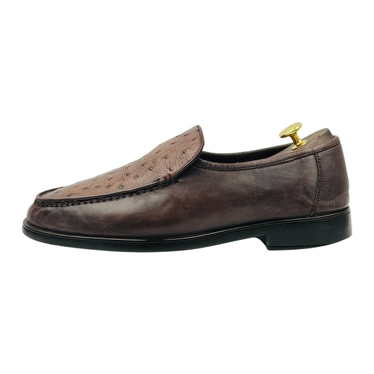 Bullkvie Mahogany Ostrich Leather Loafers (Size 42.5)