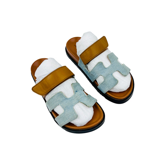 Hermes Chypre 'Bleu Clair' Sandal Slides (Size 38) - H231125Z CB