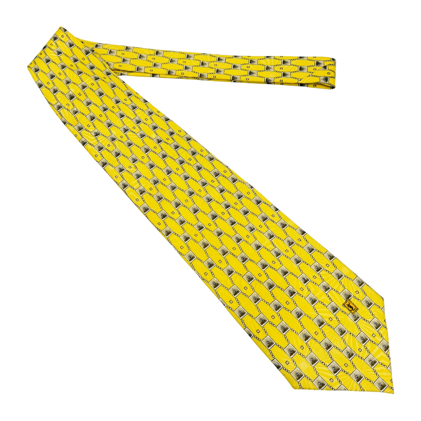 Yves Saint Laurent Yellow 'Geometric Pattern' Tie (Size Regular)