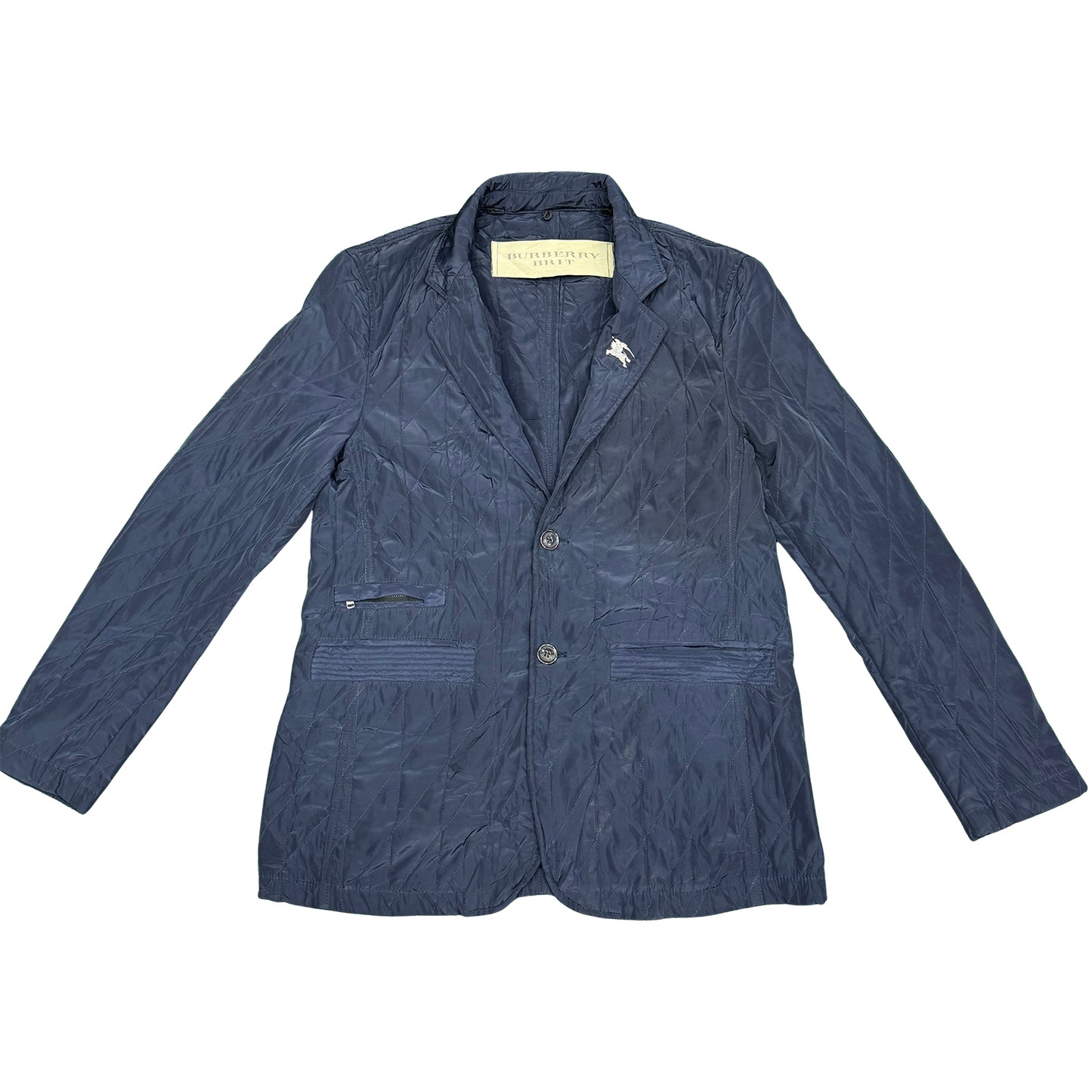 Burberry Brit Navy Blue Embroidered Logo Jacket (Size Medium/XL)