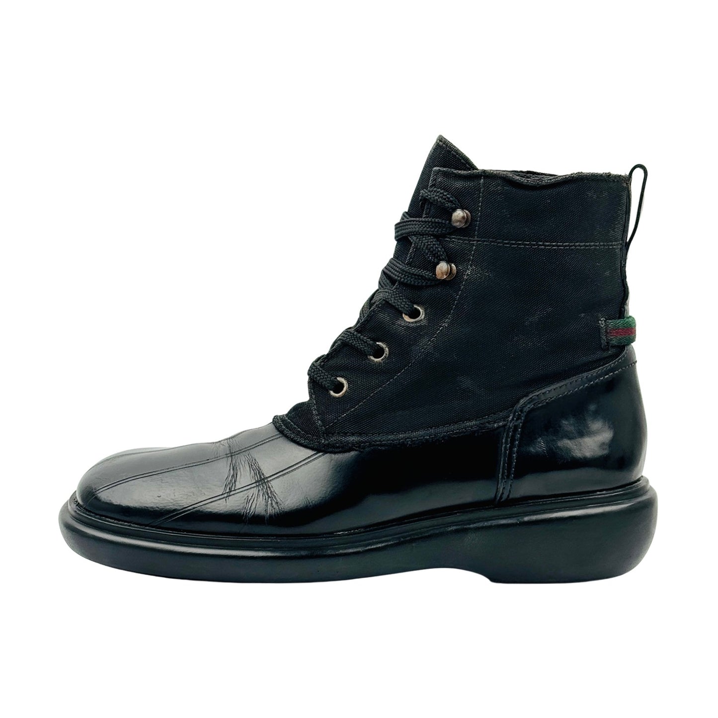Gucci Black GG Canvas Web Boots (Size 38) - 104 0227