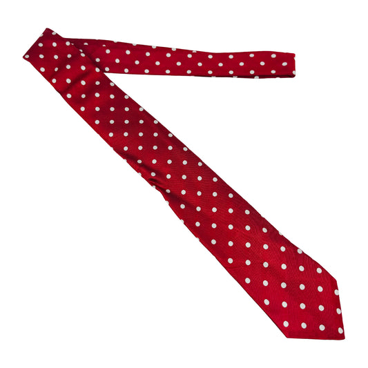 A&D Red 'White Polka Dots' Tie (Size Slim Fit)
