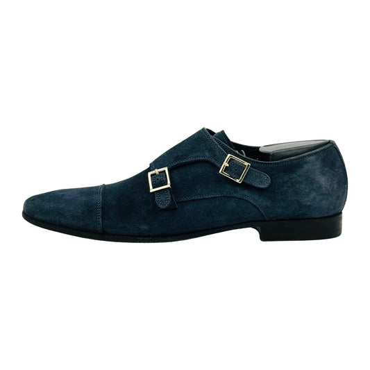 Santoni Blue Suede Monk Strap Shoes (Size 41.5)