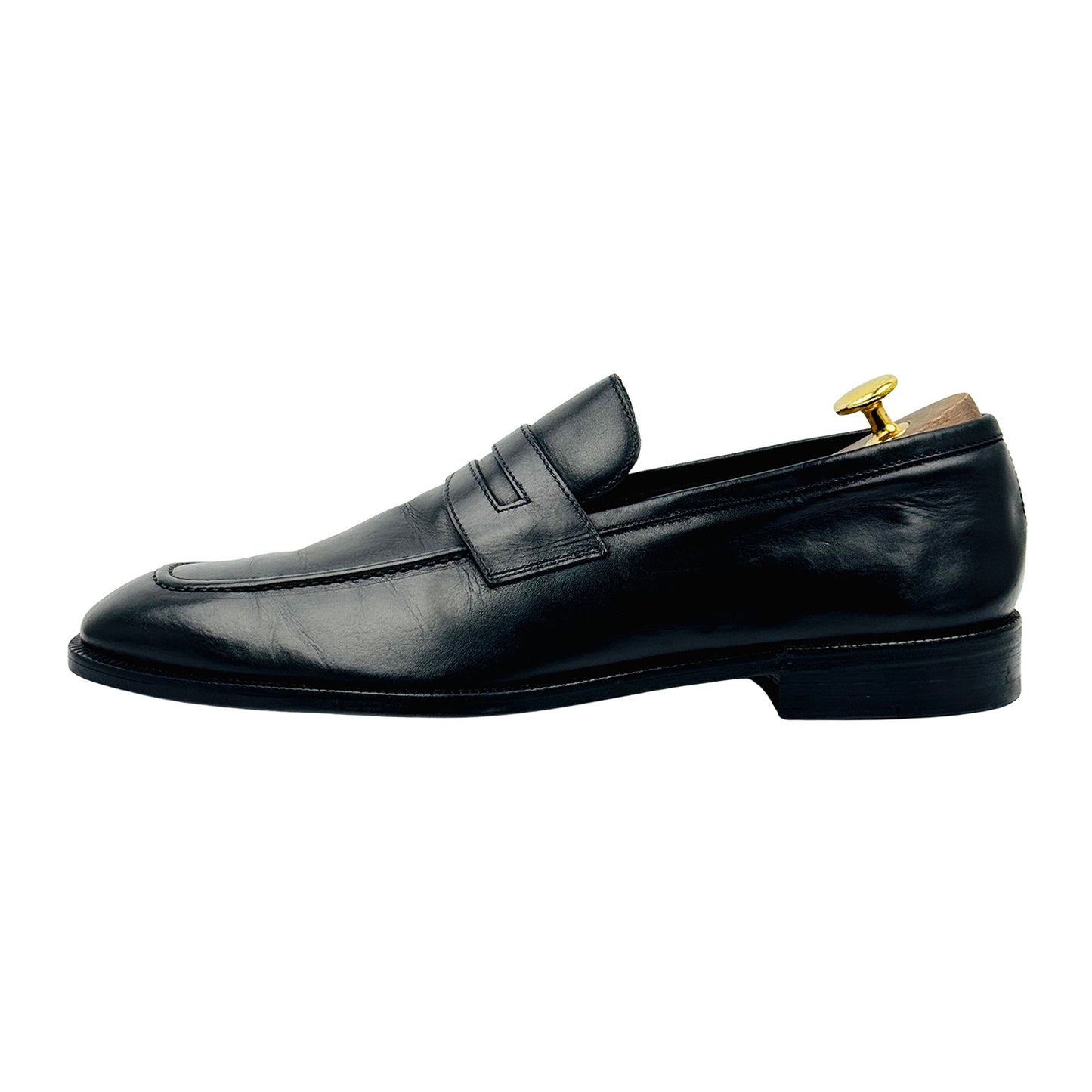 Canali Men's Black Leather Penny Loafers (Size 43)